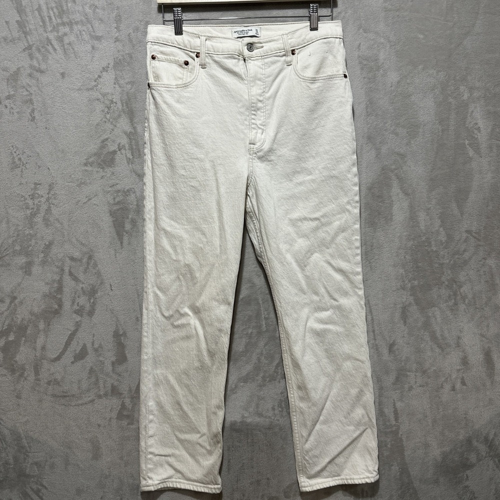 Abercrombie & Fitch The Ankle Straight Ultra High Rise Jean Size 31 Ivory Pocket